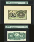 Bolivia Banco Industrial de La Paz 20 Bolivianos 1900 Pick S154fp; S154bp Front And Back Proofs PMG Gem Uncirculated 65 EPQ; Choice Uncirculated 64 EP...