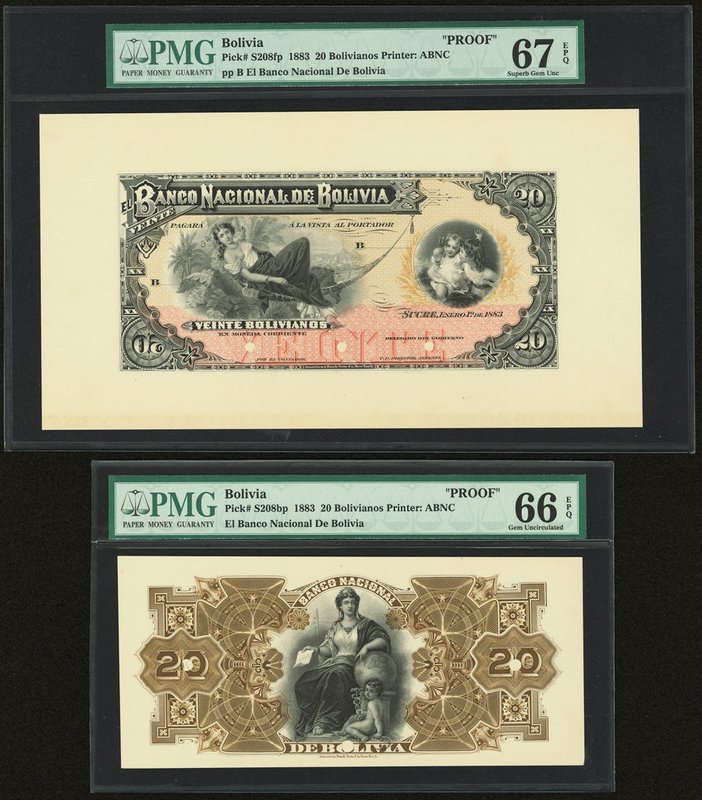 Bolivia Banco Nacional de Bolivia 20 Bolivianos 1883 Pick S208fp; S208bp Front A...