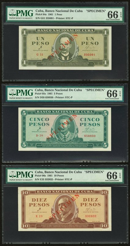 Cuba Banco Nacional de Cuba 1; 5; 10; 20; 50; 100 Pesos 1961 Pick 94s; 95s; 96s;...