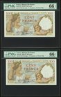 France Banque de France 100 Francs 9.1.1941 Pick 94 Two Consecutive Examples PMG Gem Uncirculated 66 EPQ. 

HID09801242017
