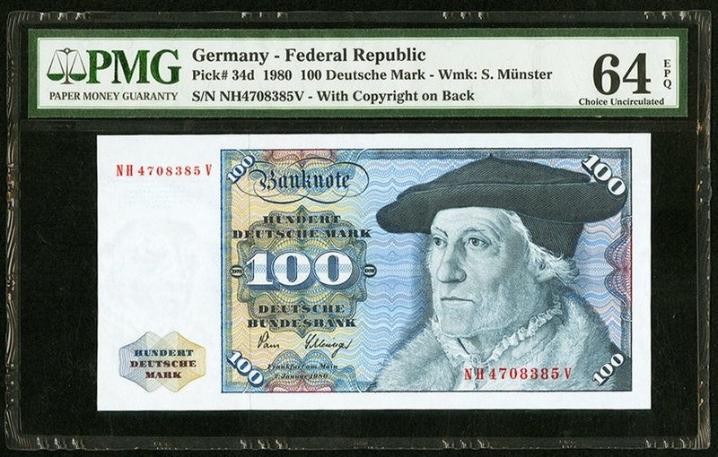 Germany Federal Republic Federal Republic 100 Deutsche Mark 2.1.1980 Pick 34d PM...