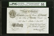 Great Britain Bank of England 20 Pounds 7.6.1937 Pick 337Ba PMG About Uncirculated 55. Minor Stains.

HID09801242017
