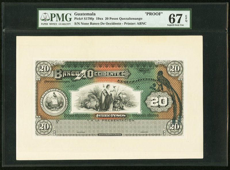 Guatemala Banco de Occidente 20 Pesos 19xx Pick S179fp; S179bp ND (19xx) Front A...
