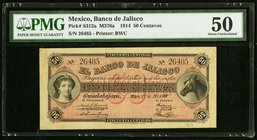 Mexico Banco De Jalisco 50 Centavos 1.5.1914 Pick S312a M376a PMG About Uncirculated 50. Previously mounted; annotations.

HID09801242017