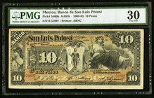 Mexico Banco de San Luis Potosi 10 Pesos 10.3.1903 Pick S400b M485b PMG Very Fine 30. 

HID09801242017