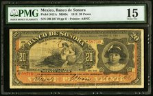 Mexico Banco de Sonora 20 Pesos 2.1.1911 Pick S421c M509c PMG Choice Fine 15. Rust.

HID09801242017