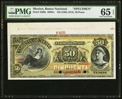 Mexico Banco Nacional de Mexicano 50 Pesos 1885-1913 Pick S260s M301s Specimen PMG Gem Uncirculated 65 EPQ. Two POCs.

HID09801242017