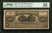 Mexico Sr. Dn Benito Aznar S. 20 Pesos 1889 Pick UNL M781r Remainder PMG Choice Very Fine 35. 

HID09801242017