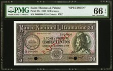 Saint Thomas and Prince Banco Nacional Ultramarino 50 Escudos 20.11.1958 Pick 37s Specimen PMG Gem Uncirculated 66 EPQ. Two POCs.

HID09801242017