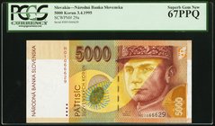 Slovakia Narodna Banka 5000 Korun 3.4.1995 Pick 29a PCGS Superb Gem New 67PPQ. 

HID09801242017