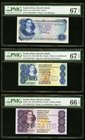 South Africa South African Reserve Bank 2 Rand (2); 5 Rand ND (1976); ND (1981-83); ND (1990-94) Pick 117b; 118c; 119c Three Examples PMG Superb Gem U...