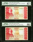 South Africa South African Reserve Bank 50 Rand ND (1984-1990) Pick 122a; 122b Two Examples PMG Gem Uncirculated 66 EPQ; Superb Gem Unc 67 EPQ. 

HID0...