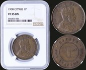 CYPRUS: 1 Piastre (1908) in bronze with crowned bust of Edward VII. Inside slab by NGC "VF 35 BN". (KM 12) & (Fitikides 48).