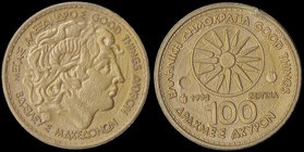 GREECE: Private token in plastic material. Similar to the 100 drx (1992) (Hellas 337) but with 2 cancellation marks on reverse and "ΑΚΥΡΟΝ" & "GOOD TH...