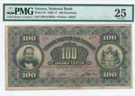 GREECE: 100 Drachmas (5.3.1913) in black on purple and green unpt with portrait of G. Stavros at left and Arms of King George I at right. Serial no "Z...