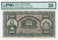 GREECE: 100 Drachmas (26.11.1917) in black on purple and green unpt with portrait of G. Stavros at left and Arms of King George I at right. Serial no ...