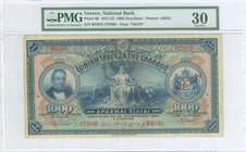 GREECE: 1000 Drachmas (12.8.1921 - NEON 1922) in blue on multicolor unpt with portrait of G. Stavros at left, woman at center and Arms of King George ...