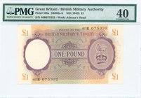 GREECE: 1 Pound (ND 1943) of British Military Authority (circulated after the liberation 1944/45) in purple on orange and green unpt. Serial no "40R 0...
