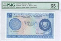 CYPRUS: 5 Pounds (1.12.1969) in blue on multicolor unpt with Arms at right and map at lower right. WMK: Eagles head. Printed by BWC (without imprint)....