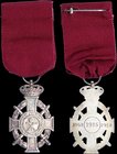 GREECE: Commemorative silver medal with swords of the Order of King George I. Silver Class (1915). With full original ribbon. Extremely Fine.