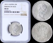 AUSTRIA: 20 Kreuzer (1831 A) in silver (0,583). Obv: Franz II. Rev: Crowned imperial eagle. Variety: Ribbons on neck. Inside slab by NGC "MS 64". Top ...