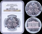 AUSTRIA: 1,5 Euro (2013) in silver (0,999). Obv: Bouquet of instruments. Rev: Golden concert hall. Inside slab by NGC "MS 69". (KM 3159).
