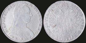 AUSTRIAN STATES / BURGAU: Restrike of 1 Thaler (1780 SF X) in silver. Obv: Maria Theresa. Rev: Crowned imperial double eagle. Scratched. (KM 23). Fine...