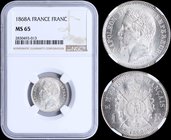 FRANCE: 1 Franc (1868 A) in silver (0,835). Obv: Laureate head facing left. Rev: Crowned and mantled arms divide denomination. Inside slab by NGC "MS ...