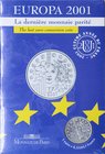 FRANCE: 6.55957 Francs (2001) in silver (0,900) commemorating the last year of the French Franc The last euro conversion coin in official sealed bookl...