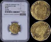 GERMAN STATES - HAMBURG: 1 Goldgulden (ND 1440-93) in gold (0,986) struck in the name of Frederick III as King. Inside slab by NGC "XF 45". (FR 1085).