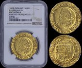 GREAT BRITAIN: 1 Laurel (1624) in gold (0,917). Obv: Fourth laureate bust of James. Rev: Crowned Arms in inner circle. Inside slab by NGC "UNC DETAILS...