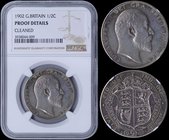 GREAT BRITAIN: 1/2 Crown (1902) in silver (0,925). Obv: Edward VII. Rev: Crowned and quartened shield within Garter band. Inside slab by NGC "PROOF DE...