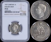 GREAT BRITAIN: 1 Shilling (1937) in silver (0,500). Obv: George VI. Rev: Lion atop crown dividing date. Inside slab by NGC "PF 65". (KM 853).