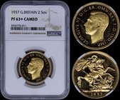 GREAT BRITAIN: 2 Sovereign (Pounds) (1937) in gold (0,917). Obv: George VI. Rev: St George slaying the dragon. Inside slab by NGC "PF 63+ CAMEO". (KM ...
