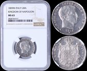ITALIAN STATES / KINGDOM OF NAPOLEON: 1 Lira (1809 M) in silver (0,900). Obv: Napoleon facing right. Rev: Shield on eagle within crowned mantle. Insid...