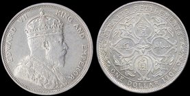 STRAITS SETTLEMENTS: 1 Dollar (1904) in silver (0,900). Obv: Edward VII. Rev: Artistic design within circle. (KM 25). Very Fine plus.