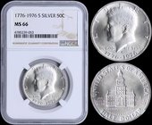 USA: 50 Cents (1976 S) in silver (0,400). Obv: John Kennedy. Rev: Independence Hall. Inside slab by NGC "MS 66". (KM 205a).