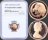 AUSTRALIA: 1 Cent (1984) in bronze. Obv: Young bust of Elizabeth II. Rev: Feather-tailed Glider and value. Inside slab by NGC "PF 70 RD ULTRA CAMEO". ...
