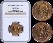 NEW ZEALAND: 1/2 Penny (1941) in bronze. Obv: George VI. Rev: Hei Tiki. Inside slab by NGC "MS 66 RB". Top grade in both companies. (KM 12).