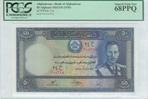 AFGHANISTAN: 50 Afghanis (SH1318 - 1939) in blue and multicolor with (first) portrait of King Muhammad Zahir. Serial no "24X 305345". WMK: King Muhamm...