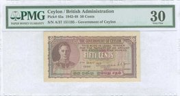 CEYLON: 50 Cents (7.5.1946) in lilac and multicolor with portrait of King George VI at left. Printed by Indian. Inside plastic folder by PMG "Very Fin...