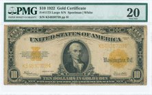 USA: 10 Dollars (1922) gold certificate with Michael Hillegas (the first Treasurer of the US) in front center. Inside plastic folder by PMG "Very Fine...