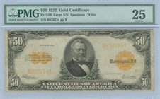 USA: 50 Dollars (Series 1922) with portait of Ulysses Grant at center. Speelman / White. Serial no "B838734 pp B". Inside plastic folder by PMG "Very ...