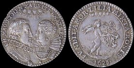 ENGLAND: Silver medal commemorating the marriage of Charles and Henrietta Maria (1625). Obv: Mantled busts of Charles and Henrietta Maria facing one a...