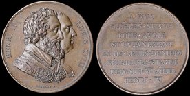 FRANCE: Bronze medal commemorating the recovery of the statue of Henri IV (1817). Obv: Henri IV & Louis XVIII. Signed by Gayrard F. Diameter: 32mm. We...