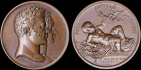 FRANCE: Bronze medal commemorating the Birth of Henri, Duke of Bordeaux (1820). Engraver GAYRARD Raymond (1777-1858). Diameter: 51mm. Weight: 65,3gr. ...