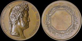 FRANCE: Bronze medal by Caque commemorating Louis Philippe I - Roi de Francais. Inside violet case. Diameter: 67mm. Weight: 133,5gr. Extremely Fine.