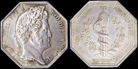 FRANCE: Silver medal commemorating the competition of the Military Improvement Hospital. Obv: Louis Philippe I. Rev: Serpent surrounding a mirror, all...