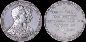 GERMANY: Wedding anniversary medal celebrating twenty-five of marriage of Wilhelm II in silver (1912). By E. Weigand. Diameter: 45mm. Weight: 50,9gr. ...