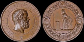 GERMANY: Bronze medal commemorating a performance of Sofocles "Antigone" at Potsdam, to music by Mendelssohn (1841). Obv: Head of Sofocles within line...